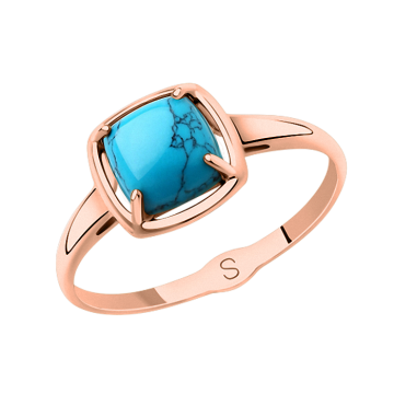 Damenring aus Rotgold 585° mit Türkis 