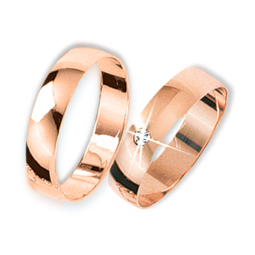 Trauring aus Rotgold 585° mit Brillant 