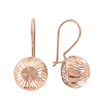 Earrings in red gold of 585 assay value 