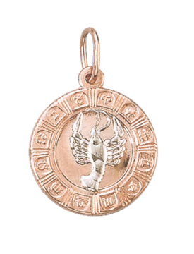 Pendant zodiac sign "Cancer" in red gold 