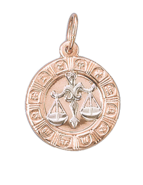 Pendant zodiac sign "Libra" in red and white gold 