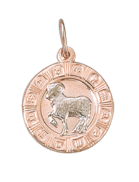 Pendant zodiac sign "Aries" in red gold 