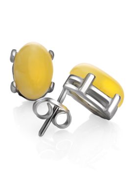 Серебряные серьги 925 пробы. Вставка: Янтарь 