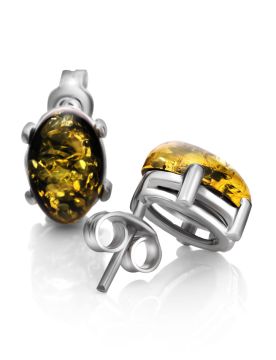 Серебряные серьги 925 пробы. Вставка: Янтарь 