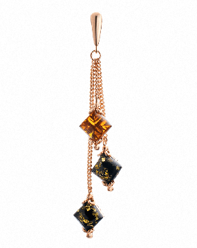 Gold-plated silver pendant with amber 