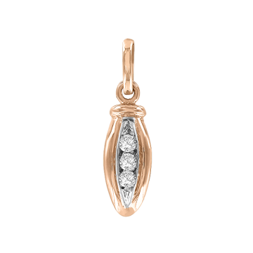 Pendant in red gold of 585 assay value with zirconia 