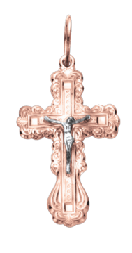 Cross from red gold of 585 assay value 