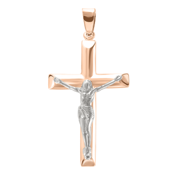 Cross from red and white gold of 585 assay value 