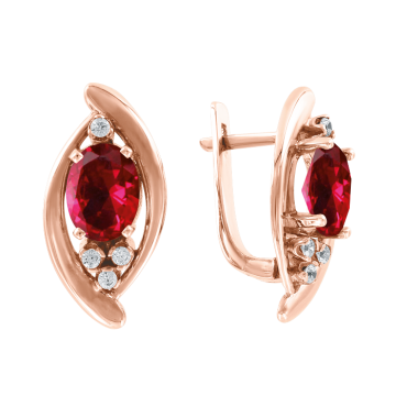 Ohrringe aus Rotgold 585° mit Rubin HTS., Zirkonia 