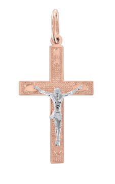 Cross from red gold of 585 assay value 
