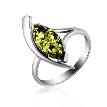 Женское серебряное кольцо 925 пробы. Вставка: Янтарь 18,5 mm