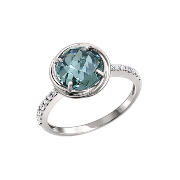 Silver ring with zirconia and quartz 