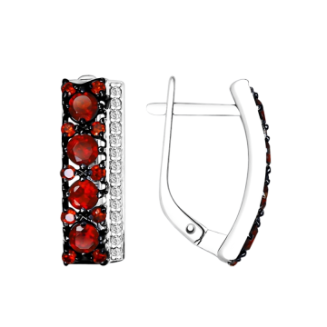 Silver earrings with zirconia and garnet 
