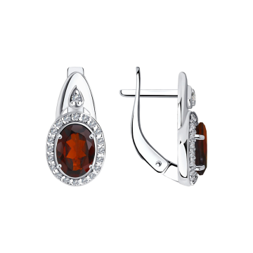 Ohrringe aus 925er Sterling Silber mit Granat, Zirkonia 
