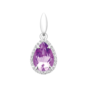 Серебряная подвеска 925 пробы. Вставка: Фианиты, Аметист 