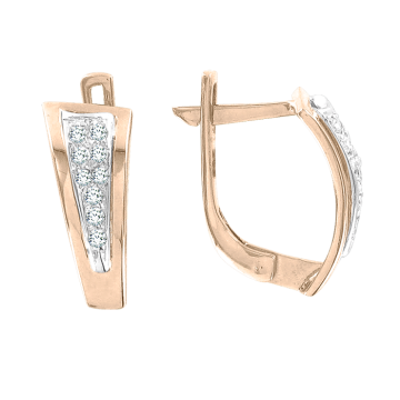 Earrings in red gold with cubic zirconia 