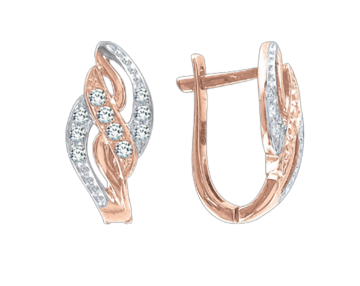 Earrings in red gold with cubic zirconia 