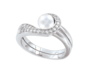 Silver ring with zirconia and pearls 