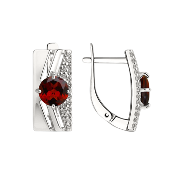Ohrringe aus 925er Sterling Silber mit Rhodolith und Zirkonia, 