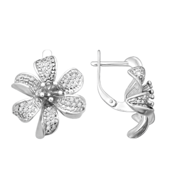 Серебряные серьги 925 пробы, вставка Циркон 