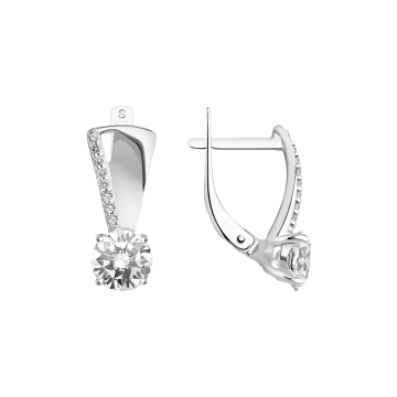 Серебряные серьги 925 пробы. Вставка: Фианиты 