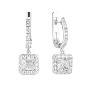 Серебряные серьги 925 пробы, вставка фианиты 