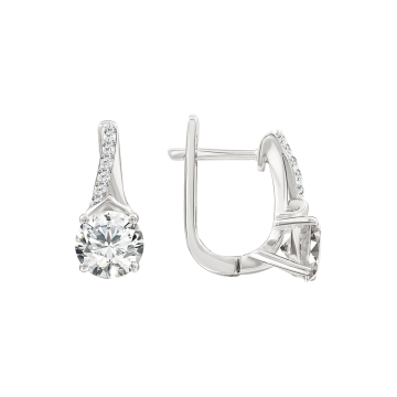 Серебряные серьги 925 пробы, вставка фианиты 