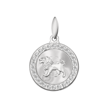 Silver zodiac sign "Leo" with cubic zirconias 