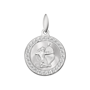 Серебряная подвеска 925 пробы, знак зодиака "Стрелец" с фианитами 