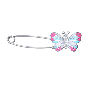 Silver brooch with zirconia 