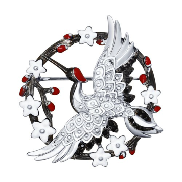 Silver brooch with zirconia 