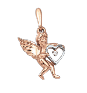 Pendant in red gold of 585 assay value with zirconia 