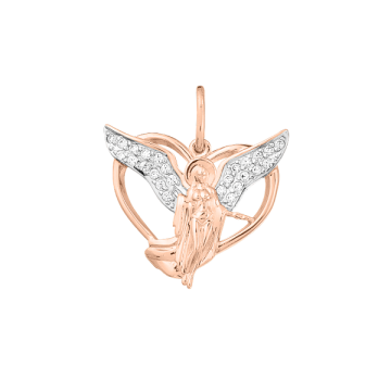 Pendants in red gold of 585 assay value with zirconia 