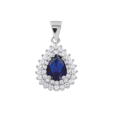 Anhänger 925er Sterling Silber mit Saphir, Zirkonia 