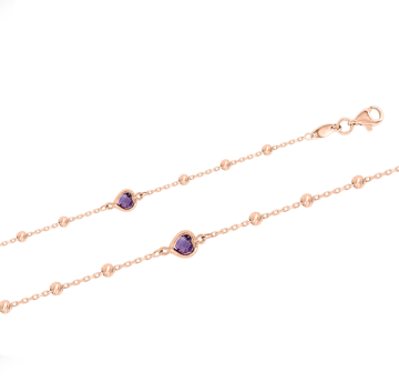 Bracelet in red gold of 585 assay value with zirconia 