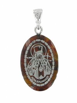 Icon pendant "St. Luke" with amber and jewelry resin 