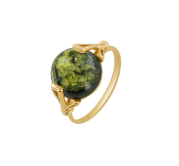 Vergoldete Damen-ring aus 925er Silber mit Bernstein 