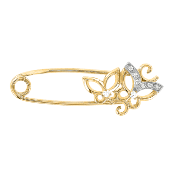 Gelb gold 585 Brosche mit Zirkonia 
