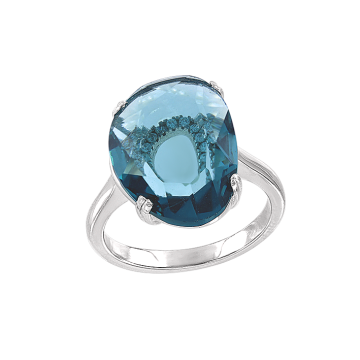 Silver ring with zirconia and quartz 