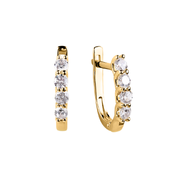 Earrings for in yellow gold of 585 assay value (14ct) with zirconia 