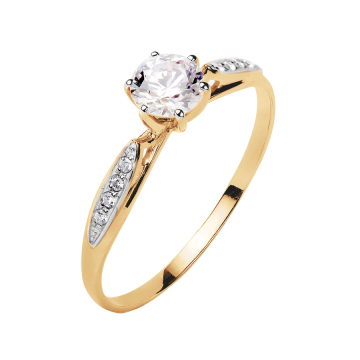 Gelb gold 585 Damenring mit Zirkonia 