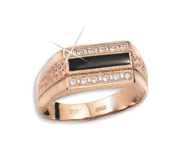 Mr. Ring in Red Gold 585 - Onyx, Zirconi 