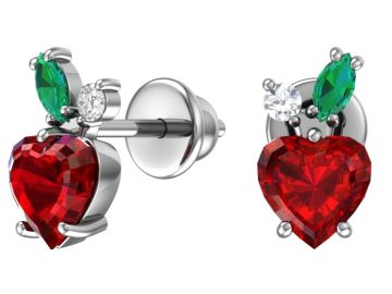 Children silver earrings with zirconia 