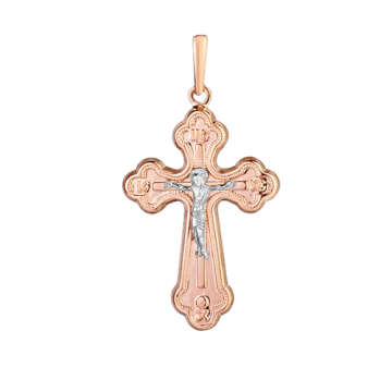 Cross from red and white gold of 585 assay value 