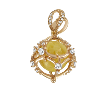 Gold-plated silver pendant with amber 