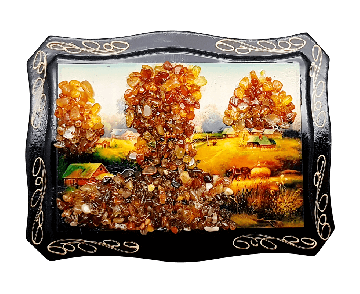 Картина, украшенная натуральным янтарем 