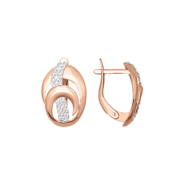 Earrings in red gold with cubic zirconia 