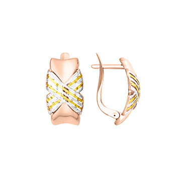 Earrings in red and white gold of 585 assay value 