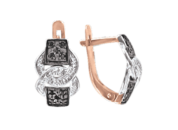 Earrings in red gold with cubic zirconia 