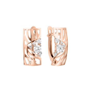 Earrings in red gold with cubic zirconia 